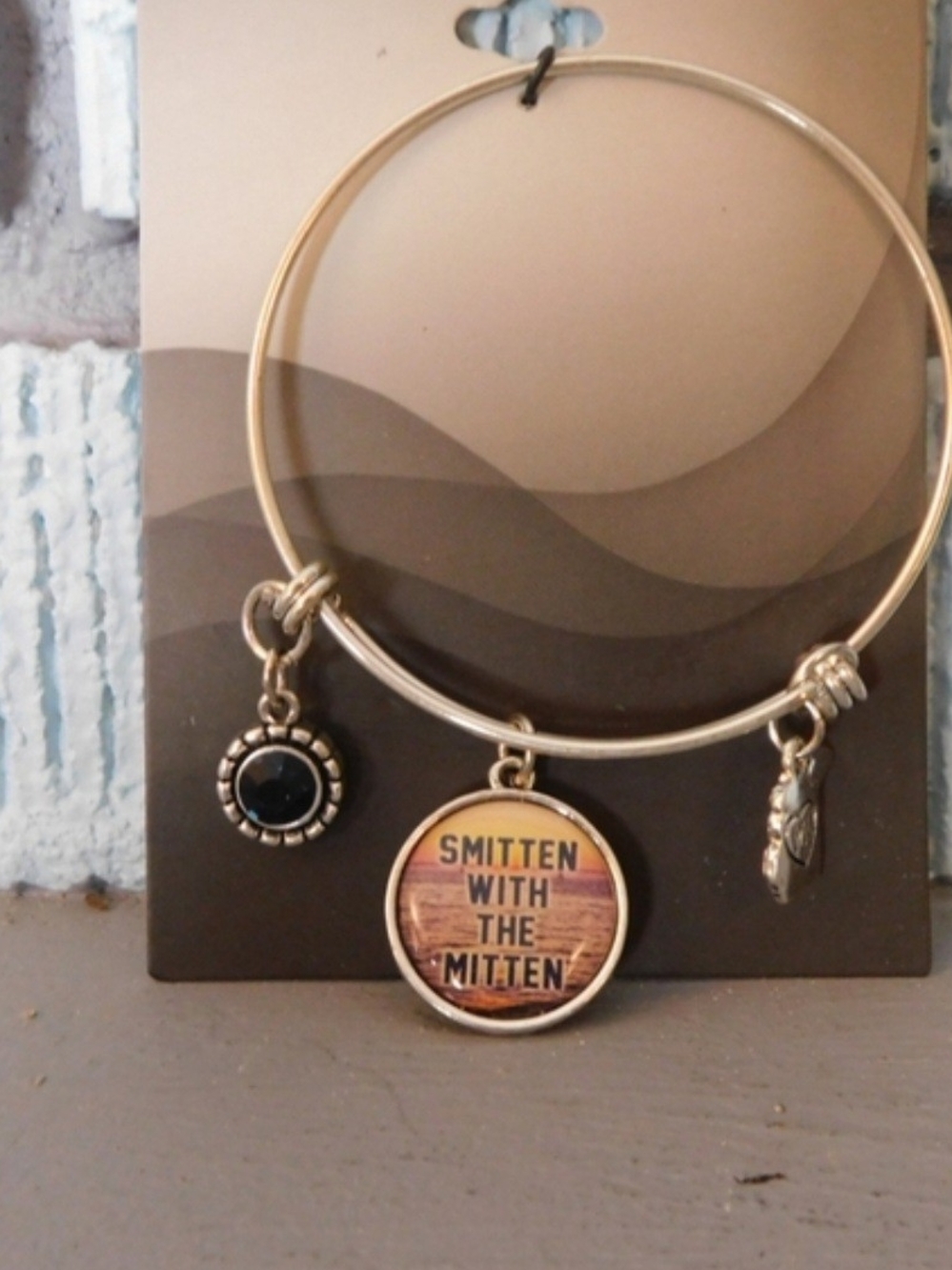 Smitten With The Mitten Silver Tone Charm Bangle Bracelet